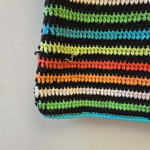 Vintage Prima Bella Hand-Crocheted Striped Rainbow Boho Top M - Picture 6 of 9